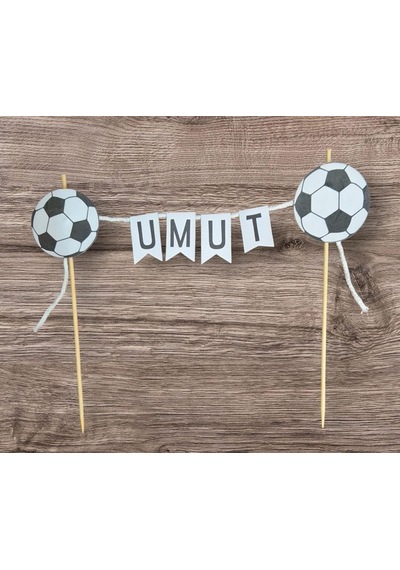 Futbol Konseptli Doğum Günü İsimli Pasta Süsü Fleması
