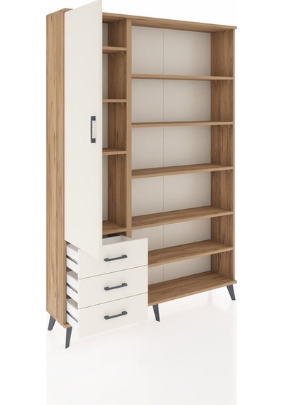 Arges Dolap 9 Raflı 3 Çekmeceli 3 Kapaklı 132x30x195 Çam-ayta... Çam