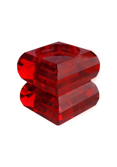 Lucky Art Kristal 2 Boğumlu Kırmızı Mumluk 12cm
