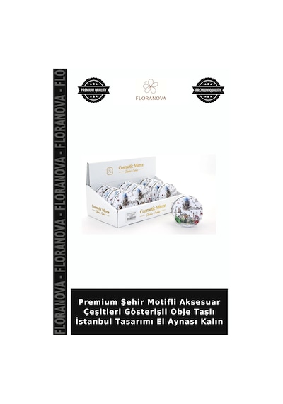 Premium Şehir Motifli Aksesuar Çeşitleri Gösterişli Obje Taşlı İstanbul Tasarımı El Aynası Kalın Diğer