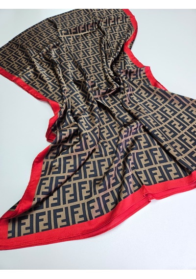 Miorel Scarfs F Desen İthal Vual İpek Şal Aksesuar Fular Silk Scarfs Shawl Hijab Açık Kahverengi