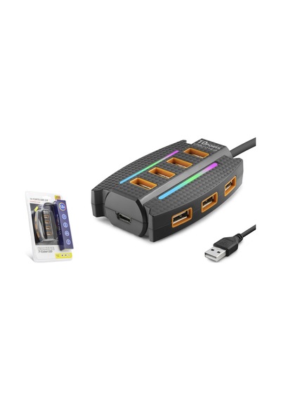 Hadron Hdx7036 Usb Gaming Rgb Hub 10 Port 480 Mbps 1.2 M Siyah