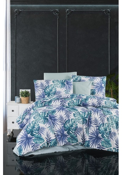 Mulberry Verde Çift Kişilik Nevresim Takımı Ranforce Pamuk Mavi 200x220 Mavi