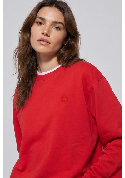 Sabri Özel Unisex Kırmızı Normal Kesim Regular Fit %100 Pamuk Bisiklet Yaka Sweatshirt