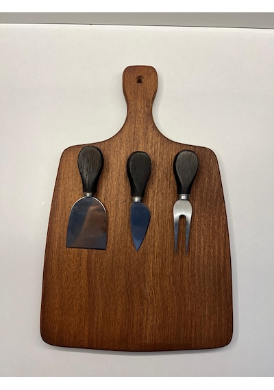 Hbs Art Design Ahşap Kayın Ağacı Peynir Sunum Tahtası Koyu Renk