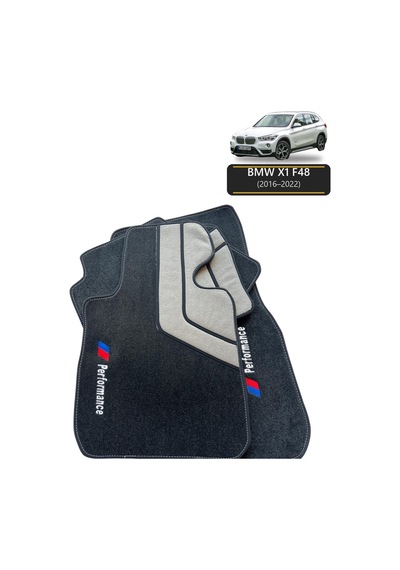 Oto Halı Paspas Seti Bmw X1 F48 2016 2022 Uyumlu Sport Kaymaz & Şık Tasarım - Gri-siyah - Tasarım 7