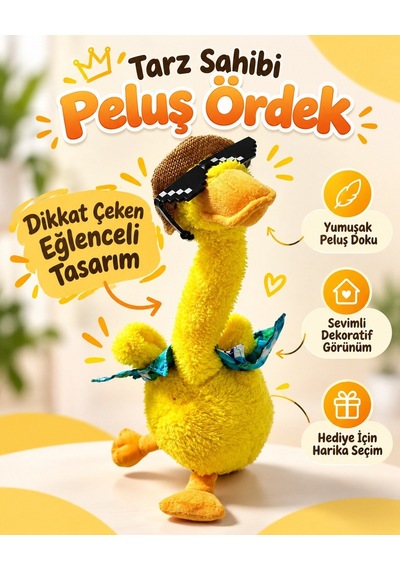 Mavi Kıyafetli Sarı Ördek Türkçe Şarkılı Müzikli Oyuncak