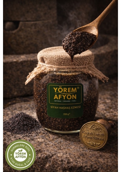 Yörem Afyon Meşhur Afyonkarahisar Taş Değirmende Öğütülmüş Cam Siyah Haşhaş Ezmesi 350gr.