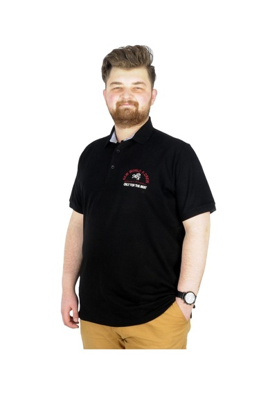 Mode Xl Büyük Beden T-Shirt Polo New World 22339 Siyah 001