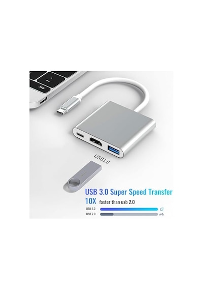 Usb 3.1 Type C To Hdmi Usb 3.0 Çevirici Dönüştürücü Adaptör Kablosu Adaptör Usb C Hdmı 3-in-1, Lightning - Hdmı Kablosu, Tv İçin, Usb-a 3.0, Tak Ve Çalıştır Al4962 Usb 3.1 Type C To Hdmi Usb 3.0 Çevirici Dönüştürücü Adaptör Kablosu Adaptör Usb C Hdmı 3-in-1, Lightning - Hdmı Kablosu, Tv İçin, Usb-a 3.0, Tak Ve Çalıştır Al4962