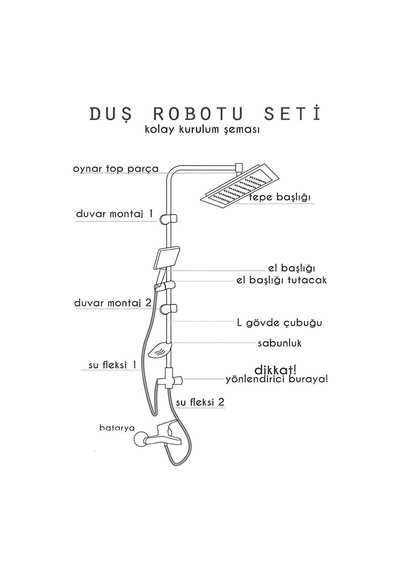 Black Yağmurlama Robot Tepe Duş Sistemi Çok Fonksiyonlu Duş Seti Krom Krom