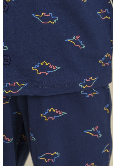 Rolypoly Erkek Çocuk Colorful Dinos Lacivert Gömlek Pijama Takımı Rp3867-c-v1 Rp3867-c-v1