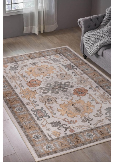 Foldy Vintage Desenli Dokuma Taban Dekoratif Kahverengi Halı Fl 35 Kahverengi 2