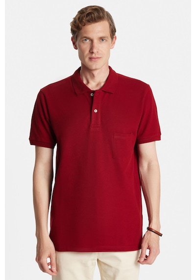 Tudors Erkek Regular Fit Klasik Kesim %100 Pamuk Düz Pike Bordo Polo Yaka Tişört-33781 Bordo