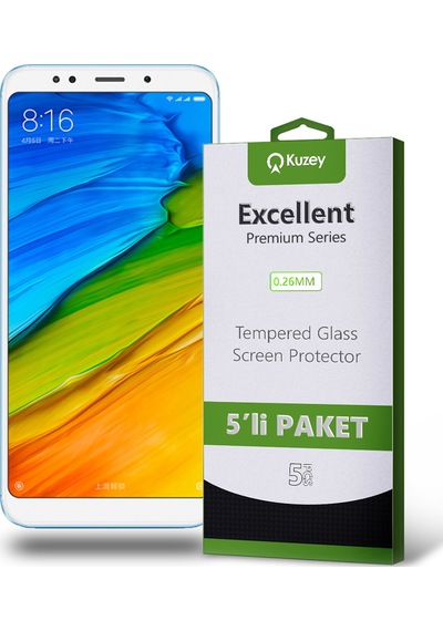 Xiaomi Redmi 5 Plus ile Uyumlu Kırılmaz Temperli Ekran Koruyucu Cam Ekonomik 5'li Paket