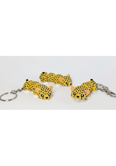 3d Baskı Leopar Anahtarlık Eklemli Sevimli Leopar Figürü Çok Renkli