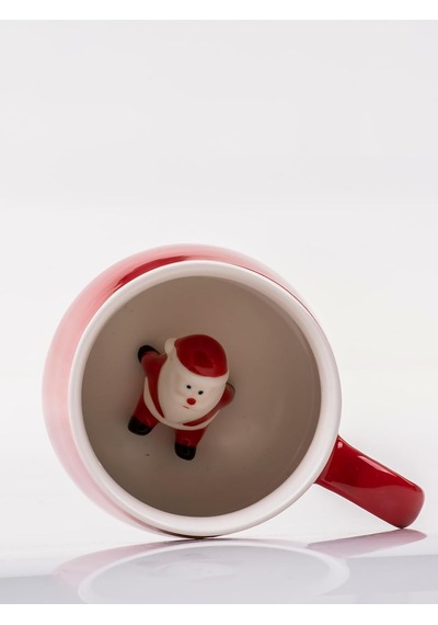 Mukko Home 3d Noel Baba Biblolu Kırmızı Porselen Kupa - 350ml Yılbaşı Temalı,kırmızı Beyaz - Çok Renkli