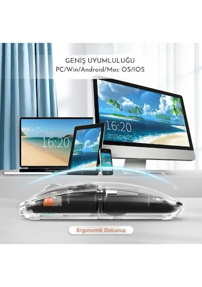 Reeder M11 Pro Max 12 İnç Uyumlu Şeffaf Tasarım Sessiz Kablosuz Mouse Diğer