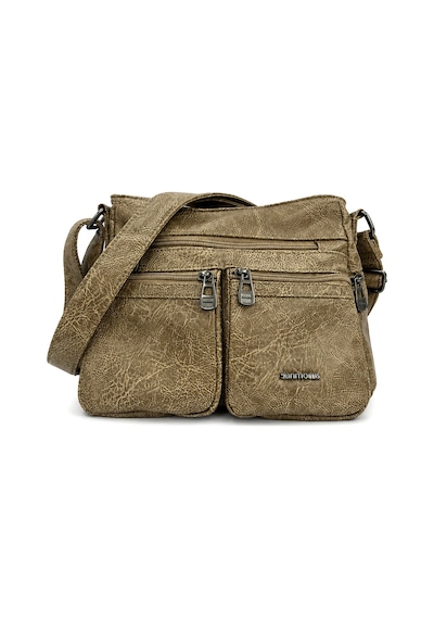 Sanmorris Suni Deri Çok Cepli Kadın Omuz Çantası Sı-09 Beige