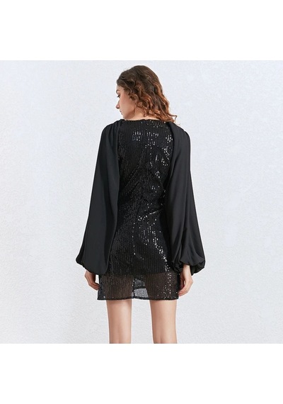 Fashion Cocktail Payetli Pullu Balon Şifon Kol Yuvarlak Yaka Mini Düğün Nişan Davet Abiye Elbise Kırmızı Fashion Cocktail Payetli Pullu Balon Şifon Kol Yuvarlak Yaka Mini Düğün Nişan Davet Abiye Elbise Kırmızı