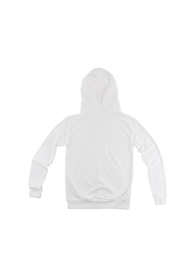 Sublimasyon Cepli Kapşonlu Pamuk Polyester Unisex Sweatshirt - Çocuk Beyaz