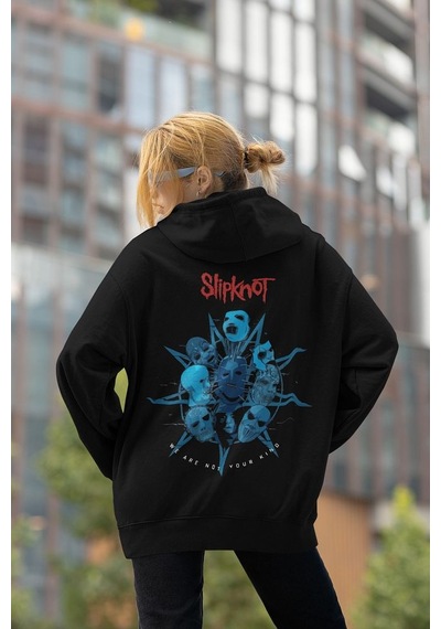 Sevbano Slipknot We Are Not Your Kind Yazılı Unisex Oversize Rock Metal H Siyah