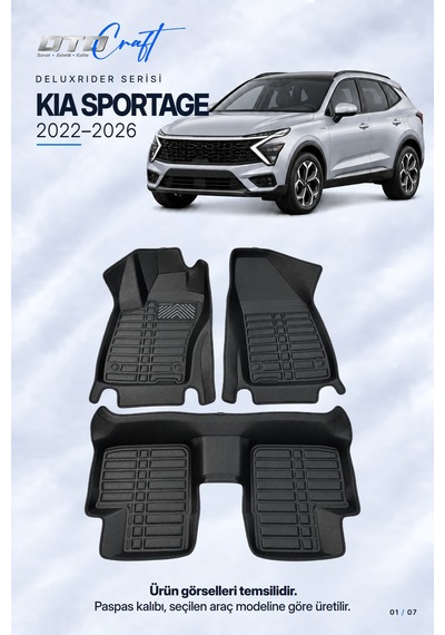 Otocraft Kia Sportage 2022-2026 Araca Özel Deluxrider Lüks Havuzlu Paspas Tam Set 3 Parça