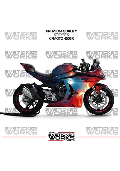 Cfmoto 450sr Kaplama Sticker Magma Design Motor Kaplama Modeli Hazır Kit Tüm Modeller Uyumlu Kırmızı