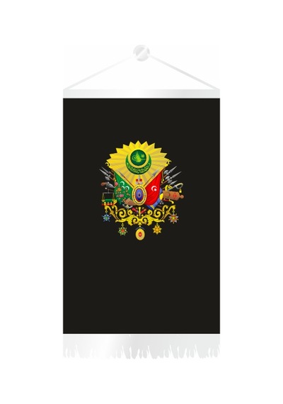 Dörtgen Tuğra Beyaz Püsküllü Flama 25x35 cm