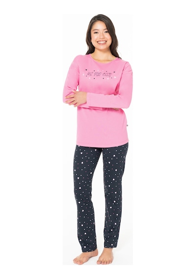 U.S. Polo Assn. Kadın Pamuklu Lisanslı Pijama Takımı 20140 Fuşya