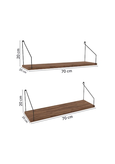 Duvar Rafı Kitaplık Mutfak Banyo Yaşam Alanı 20 X 70 Cm 2 Adet Atlantik Çam Siyah Kollu Ahşap