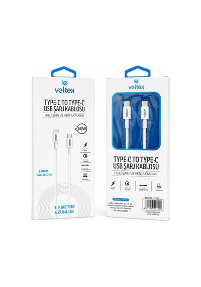 Erdo Ticaret 1.5 Metre 60w Pd Type-c To Type-c Hızlı Şarj Ve Data Kablosu Vtx-071 Erdotıca Standart