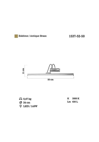 Lucea Pona 50 Cm Ledli Antik Lak Aplik 9w Genel