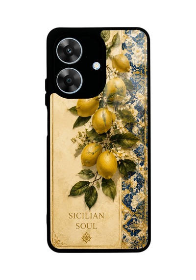Realme Note 60 Sicilian Lemon Garden Tasarımlı Glossy Telefon Kılıfı Sarı