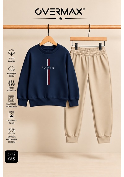 Overmax Parıs Baskılı Çocuk Kapüşonsuz Sweatshirt & Eşofman Takımı 3-12 Yaş Lacivert-bej - 921355017 Lacivert-bej Overmax Parıs Baskılı Çocuk Kapüşonsuz Sweatshirt & Eşofman Takımı 3-12 Yaş Lacivert-bej - 921355017 Lacivert-bej
