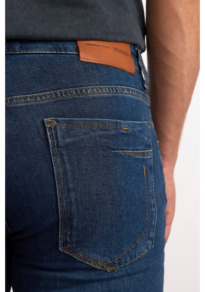 72595 73604 Erkek Comford Fit Mıd Rıse Slim Leg Denim Pantolon 72595-73604 Dark Blue Black
