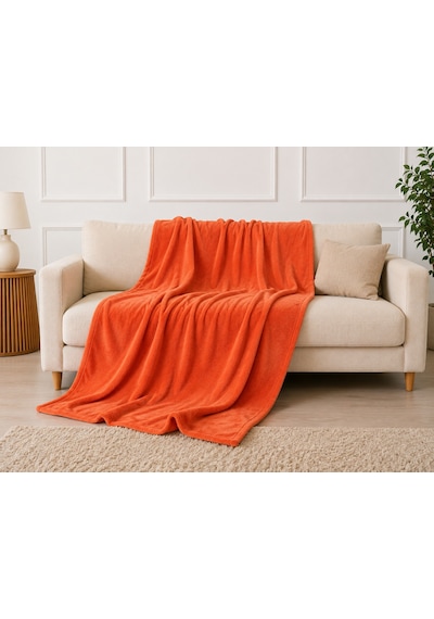 Mulberry Wellsoft Battaniye Televizyon Battaniyesi Peluş Polar Battaniye Tek Kişilik 170 x 230-kiremit