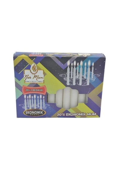 Jenerik 20+2 Ekonomik Mum Çok Renkli