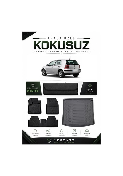Volkswagen Golf 4 2002 Model Aracınıza Özel 4d Karbonlu Kauçuk Paspas Takımı Ve Bagaj Havuzu