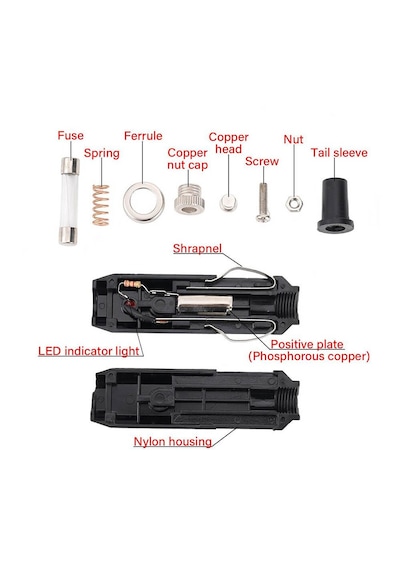 5 Adet - 12v Oto Araç Çakmak Fiş Erkek Sigortalı Ledli - Demonte