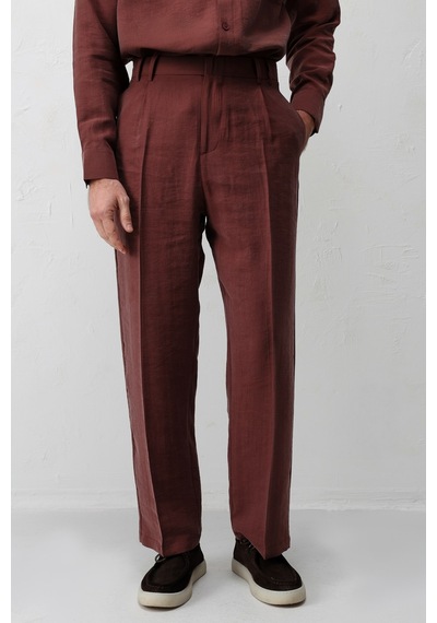Antioch Lyocell Relaxed Fit Pileli Erkek Pantolon Bordo
