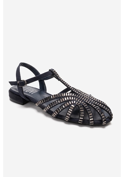 Luvishoes Lavına Lacivert Süet Taşlı Kadın Sandalet