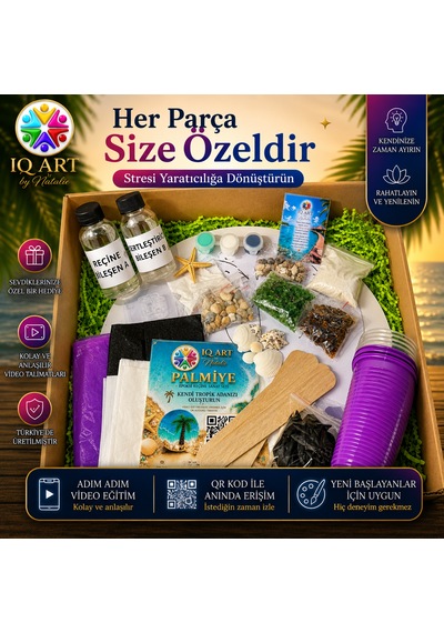 Epoksi Reçine Seti Palmiye , Tropik Deniz Temalı Sanat Ve Hobi Seti, Video Eğitim Dahil, Premium Hediye Kutulu, Epoksi Başlangıç Seti 00008