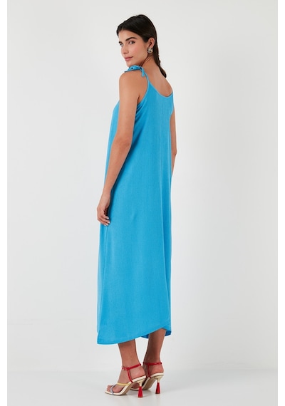 Lela Regular Fit Ip Askılı Uzun Bayan Elbise 5865732 Bebe Mavi