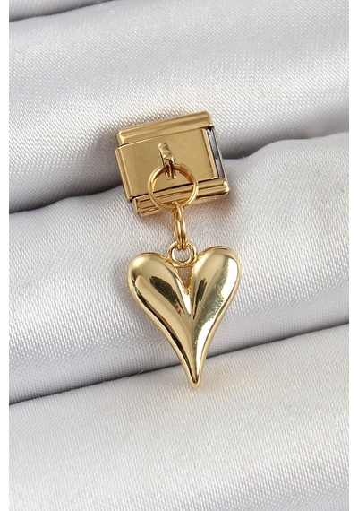 Buğz 316l Çelik Sallantılı Kalp Model Gold Renk Nomination Charm
