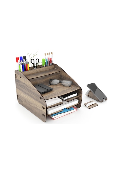 Design Otto Fx Medium Modest 6 Renk Evrak Rafı Masaüstü Organizer Ceviz