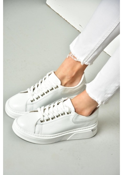 Fox Shoes P555020003 Beyaz Hakiki Deri Kadın Spor Ayakkabı Sneakers Beyaz