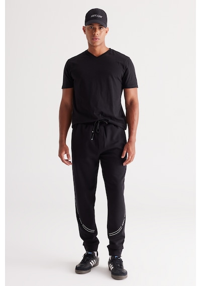 AC&Co / Altınyıldız Classics Erkek Sıyah-sıyah 2'li Paket Slim Fit Dar Kesim Pamuklu Basic Tişört Siyah