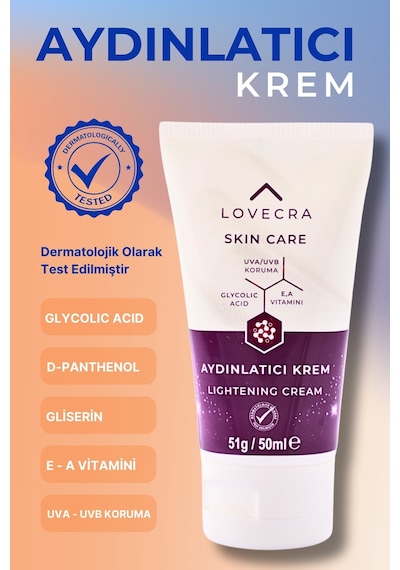 Aydınlatıcı Krem Uva / Uvb Karşıtı Ton Eşitleyici E & A Vitamini Glycolic Asit 50ml