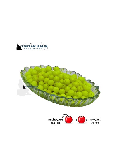 Kulplu Yeşil Sazan Balık Boncuğu 11.5 Mm İç Çap: 2 Mm - 500 Gr